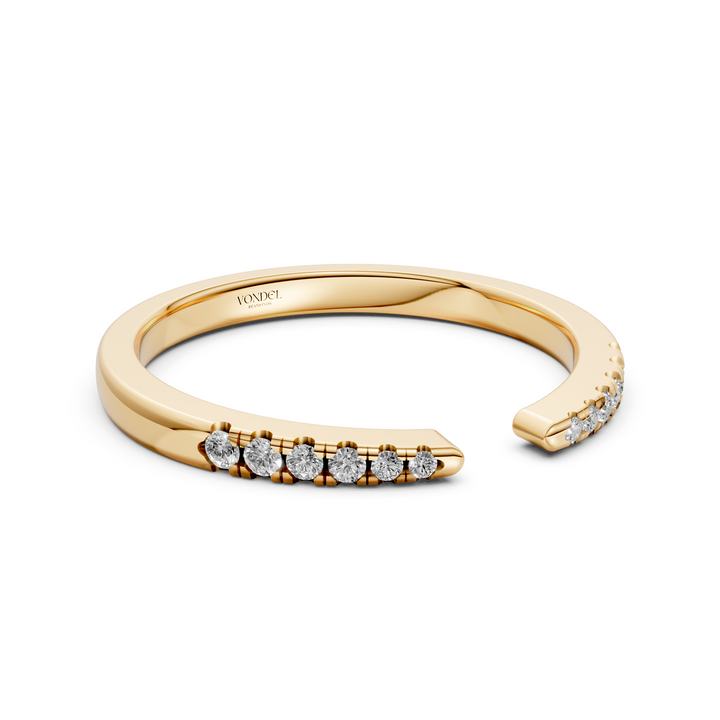Open Rijring met ronde briljanten - 18K Geelgoud - 0,11 ct