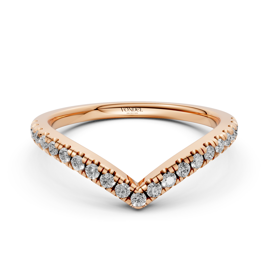 V-vormige Diamanten Rijring half gezet - 18K Geelgoud - 0.56 ct