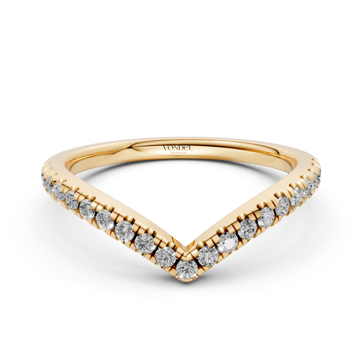 V-vormige Diamanten Rijring half gezet - 18K Geelgoud - 0.56 ct
