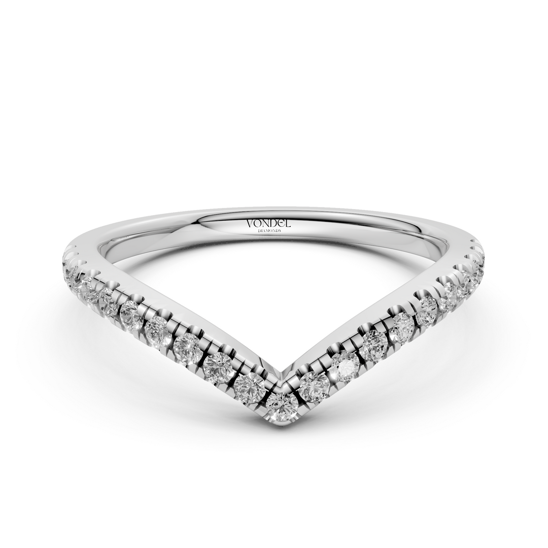 V-vormige Diamanten Rijring half gezet - 18K Geelgoud - 0.56 ct