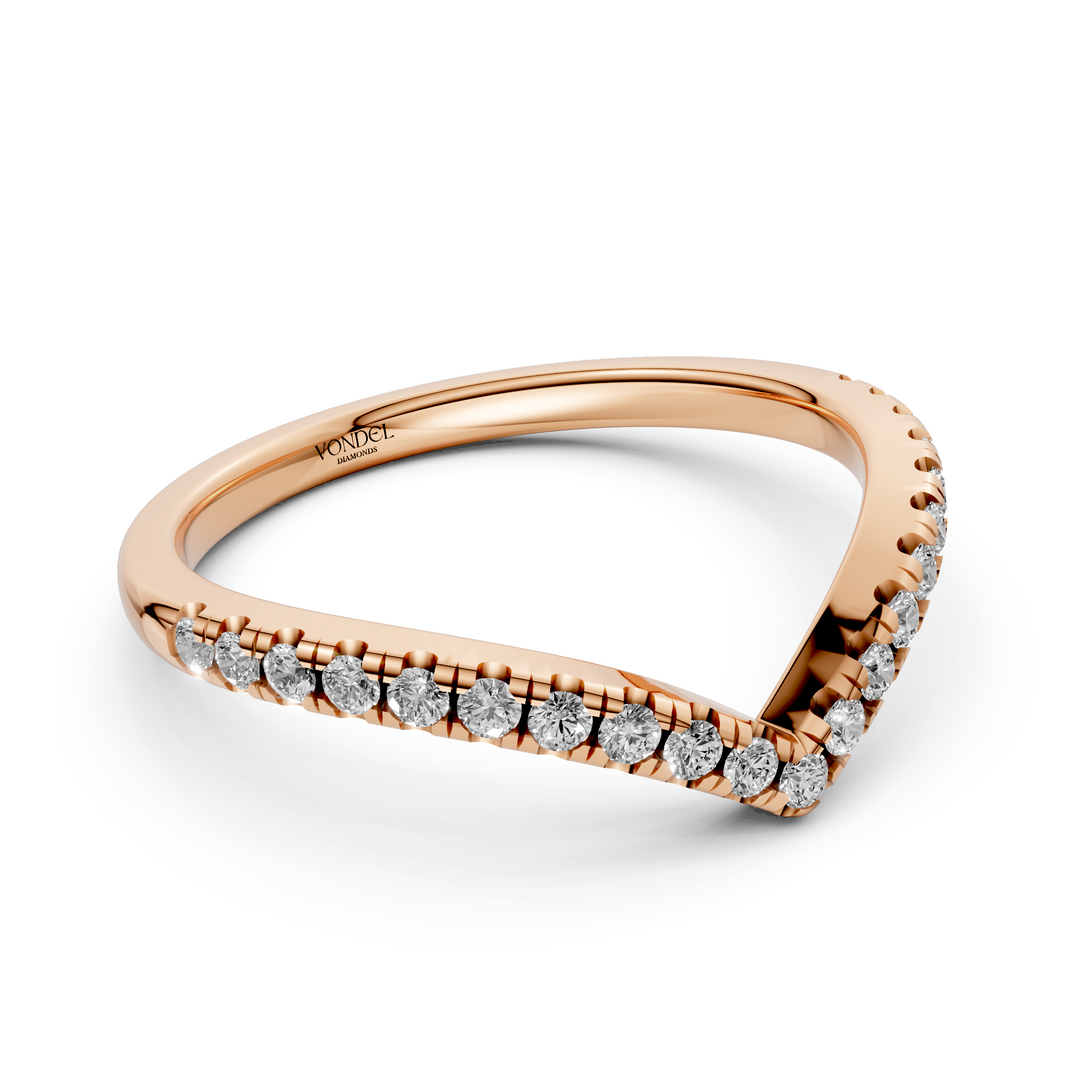V-vormige Diamanten Rijring half gezet - 18K Geelgoud - 0.56 ct