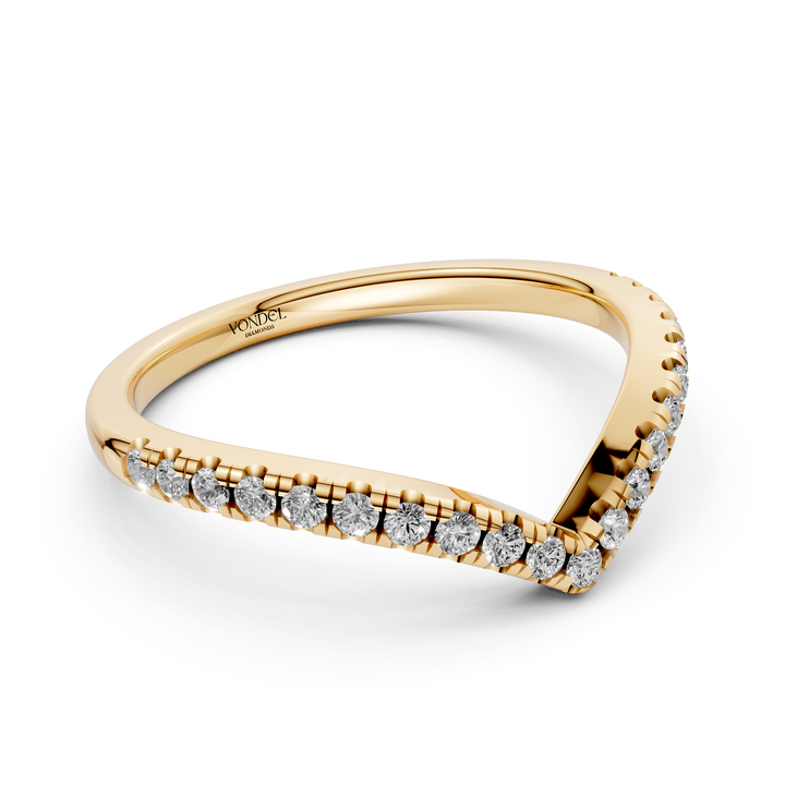 V-vormige Diamanten Rijring half gezet - 18K Geelgoud - 0.56 ct