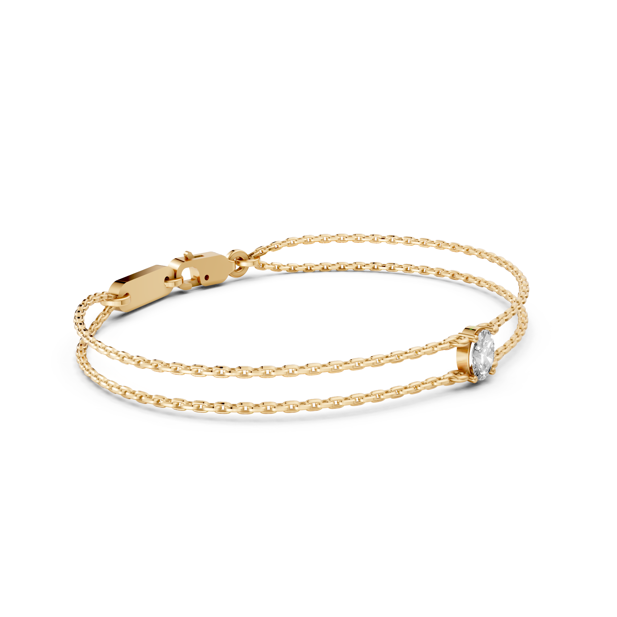 Bo - In Stock - Oval Lab Grown Diamond Bracelet Fine Chain - 18K Gold - 0,25 ct