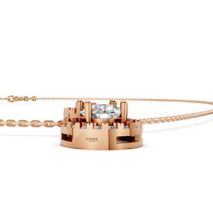Double Oval Halo Pendant Necklace