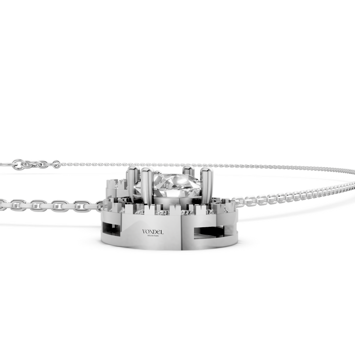 Double Oval Halo Pendant Necklace