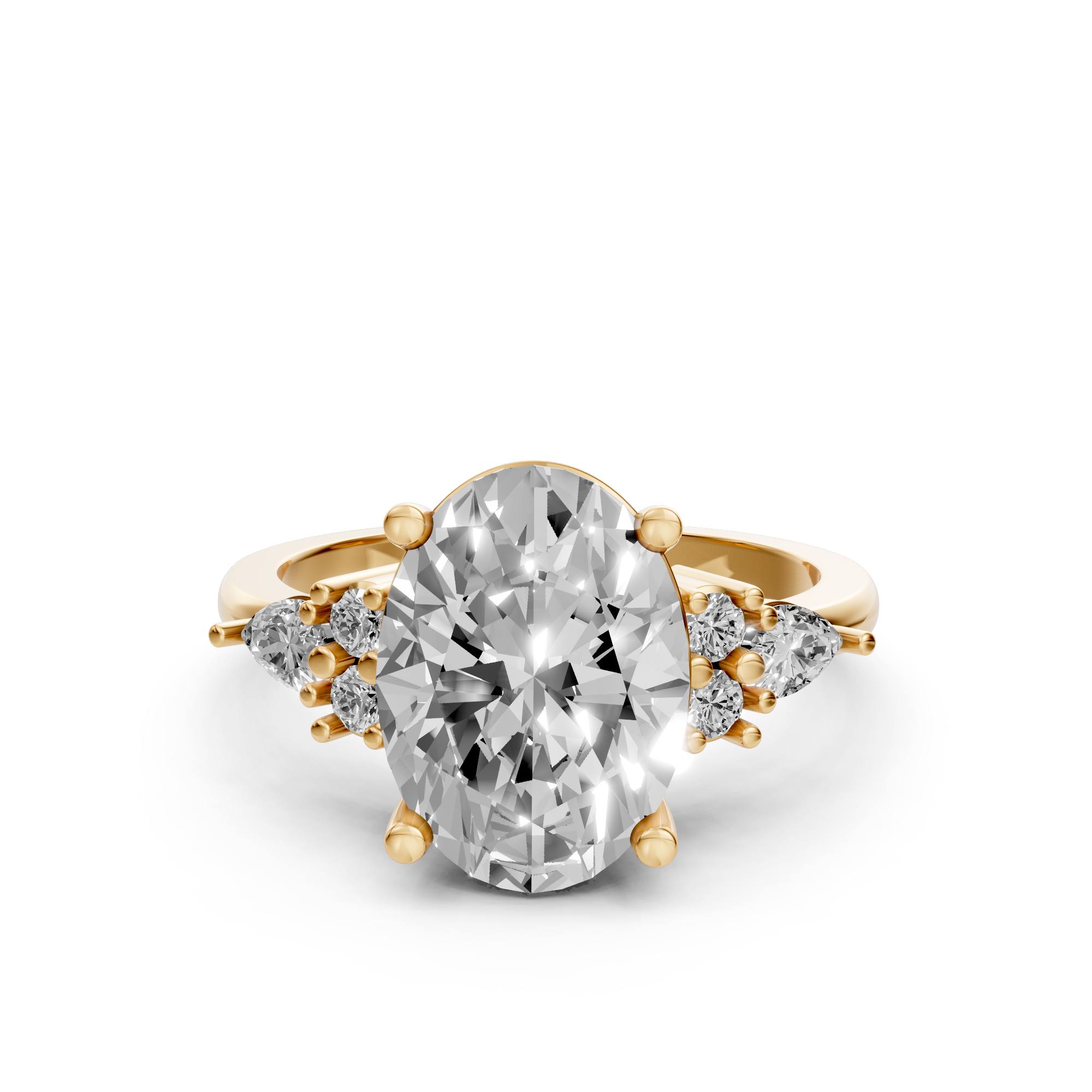 Pauline - In Stock - Oval Cluster Lab Grown Diamond Ring - 18K Gold - 2,82 ct