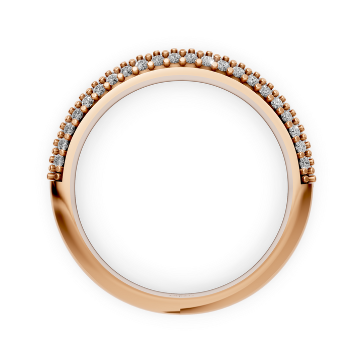 Rijring met drie rijen Pave Diamanten - 18K Rosegoud - 0,43 ct