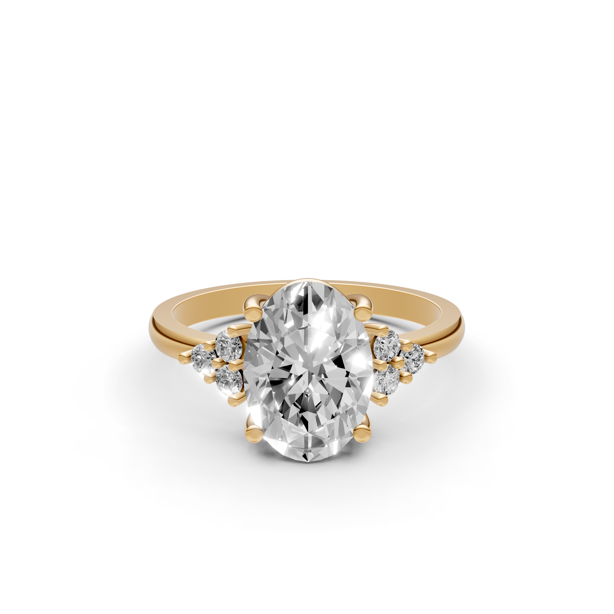 Cindy - Oval Trilogy Cluster Lab Grown Diamond Ring - 18K Gold - 2,17 ct
