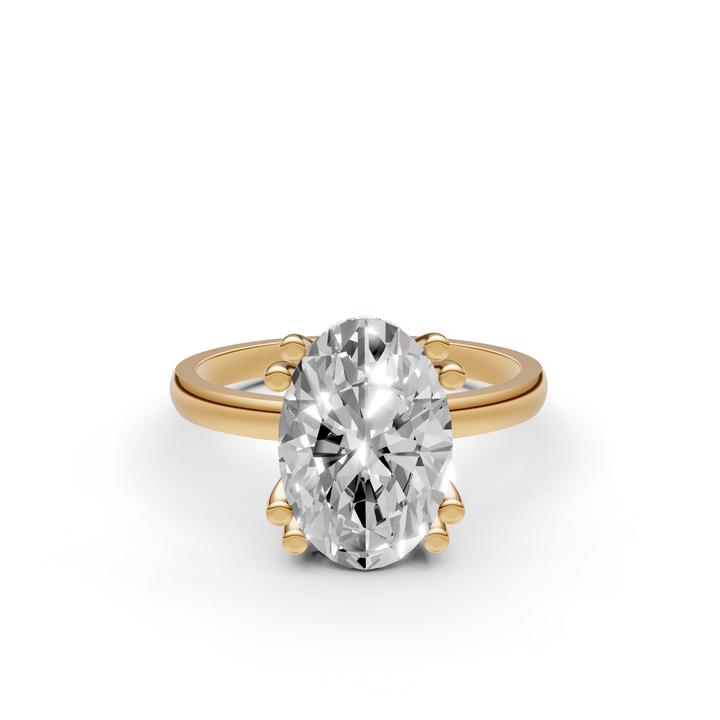 Oval Solitair Hidden Halo Met Dubbele Zetting