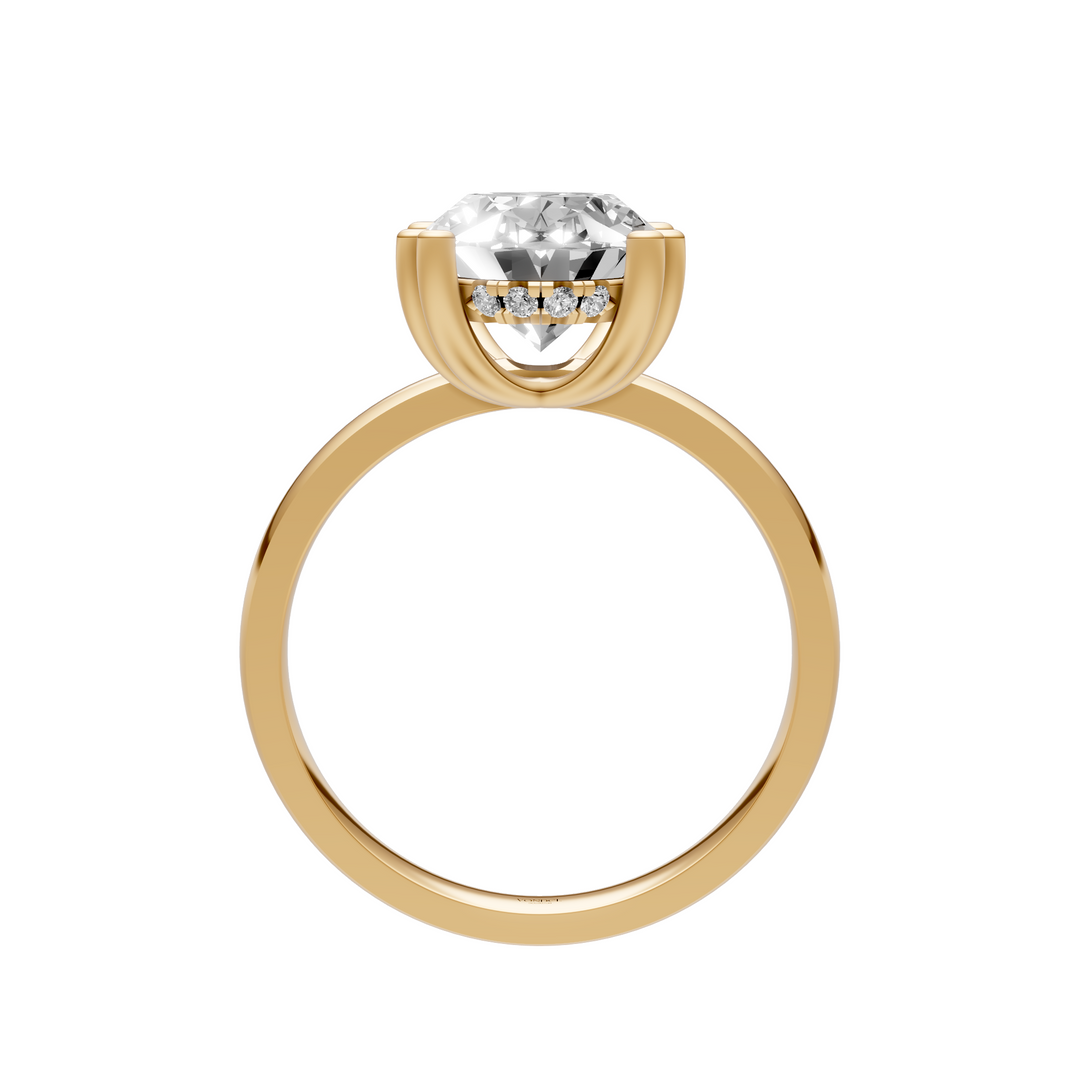 Oval Solitair Hidden Halo Met Dubbele Zetting