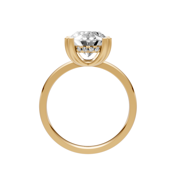 Oval Solitair Hidden Halo Met Dubbele Zetting