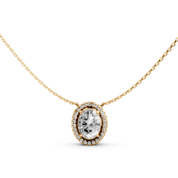 Oval Halo Diamanten Pendant Collier