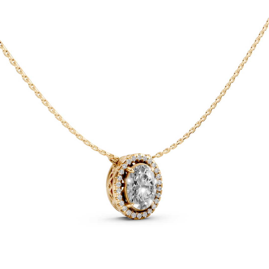 Oval Halo Diamanten Pendant Collier