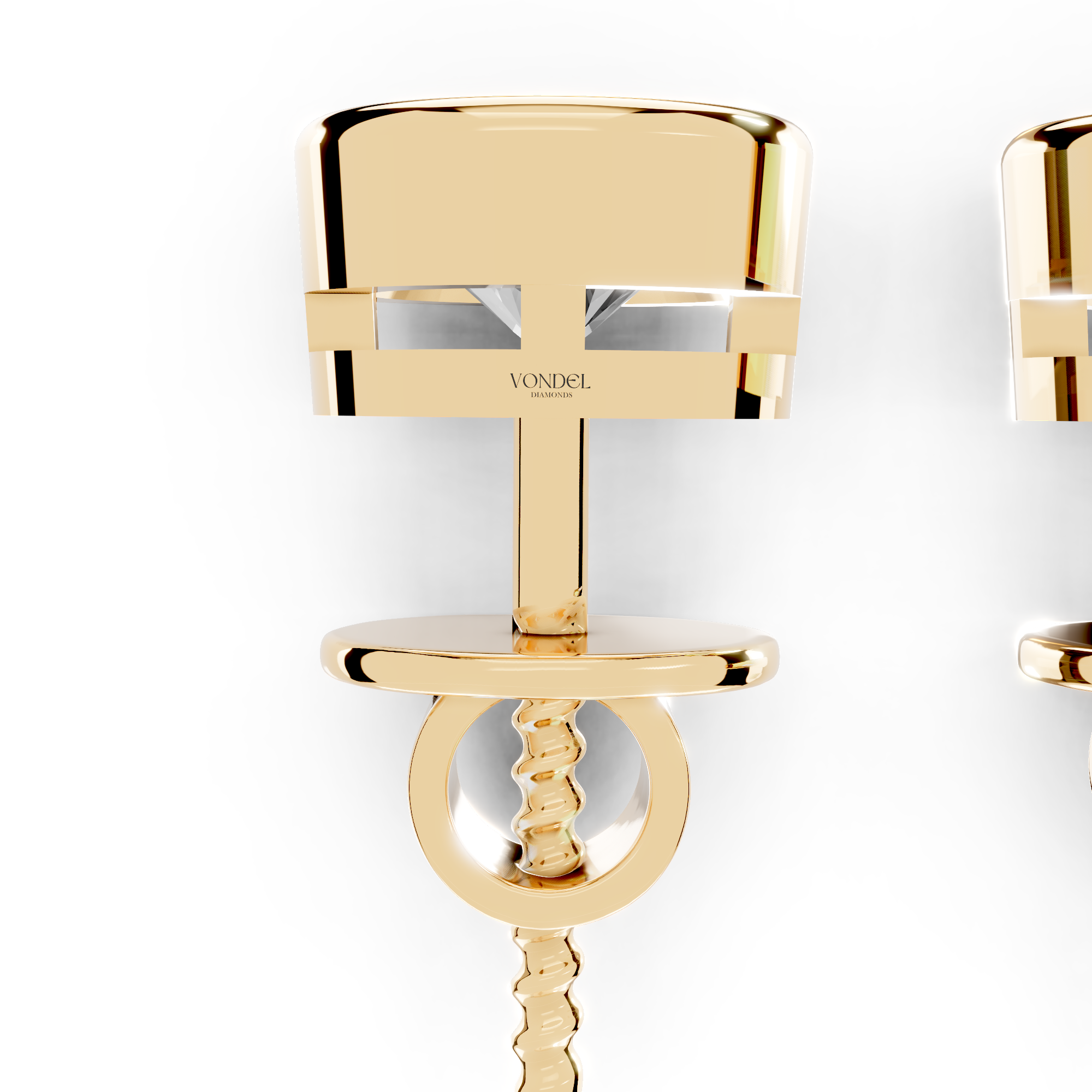 Ellie - In Stock - Round Brilliant Bezel Lab Grown Diamond Stud Earrings - 18K Yellow Gold - 1,07 ct