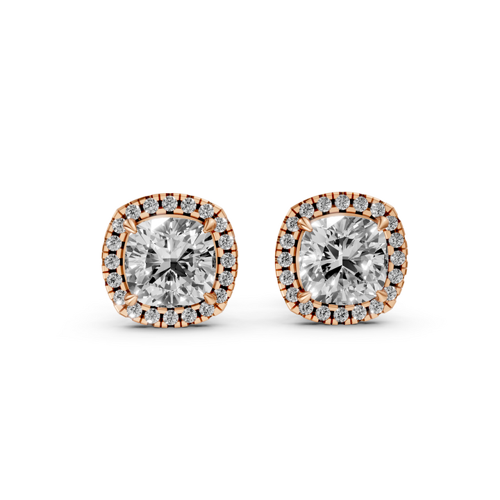 Cushion Halo Stud Oorbellen - 18K Goud