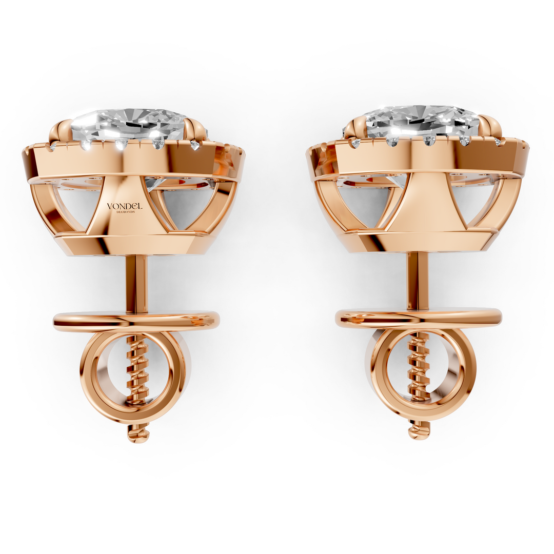 Cushion Halo Stud Oorbellen - 18K Goud
