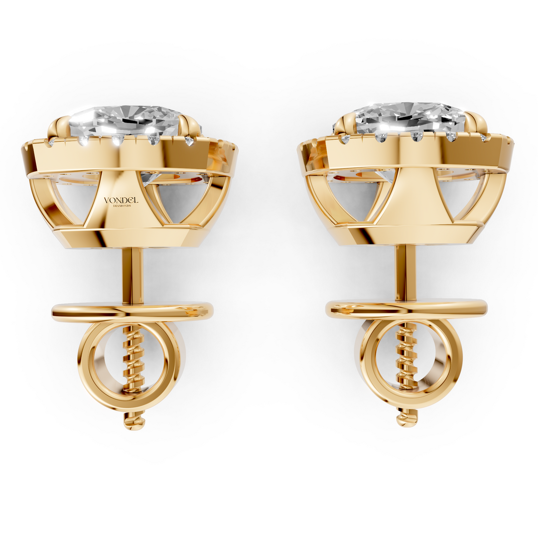 Cushion Halo Stud Oorbellen - 18K Goud