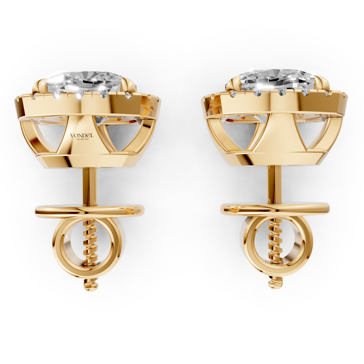 Cushion Halo Stud Oorbellen - 18K Goud