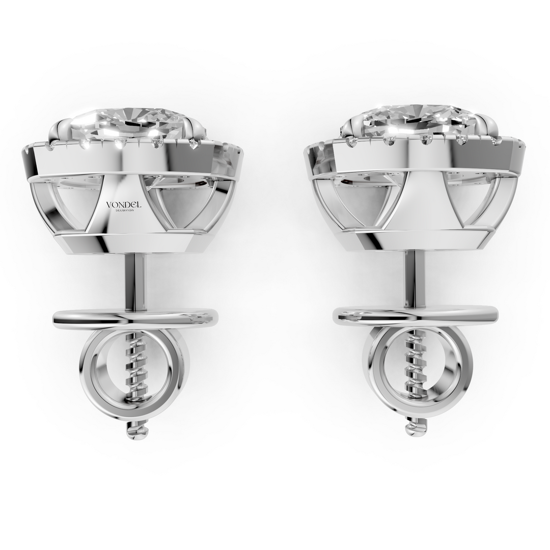 Cushion Halo Stud Oorbellen - 18K Goud
