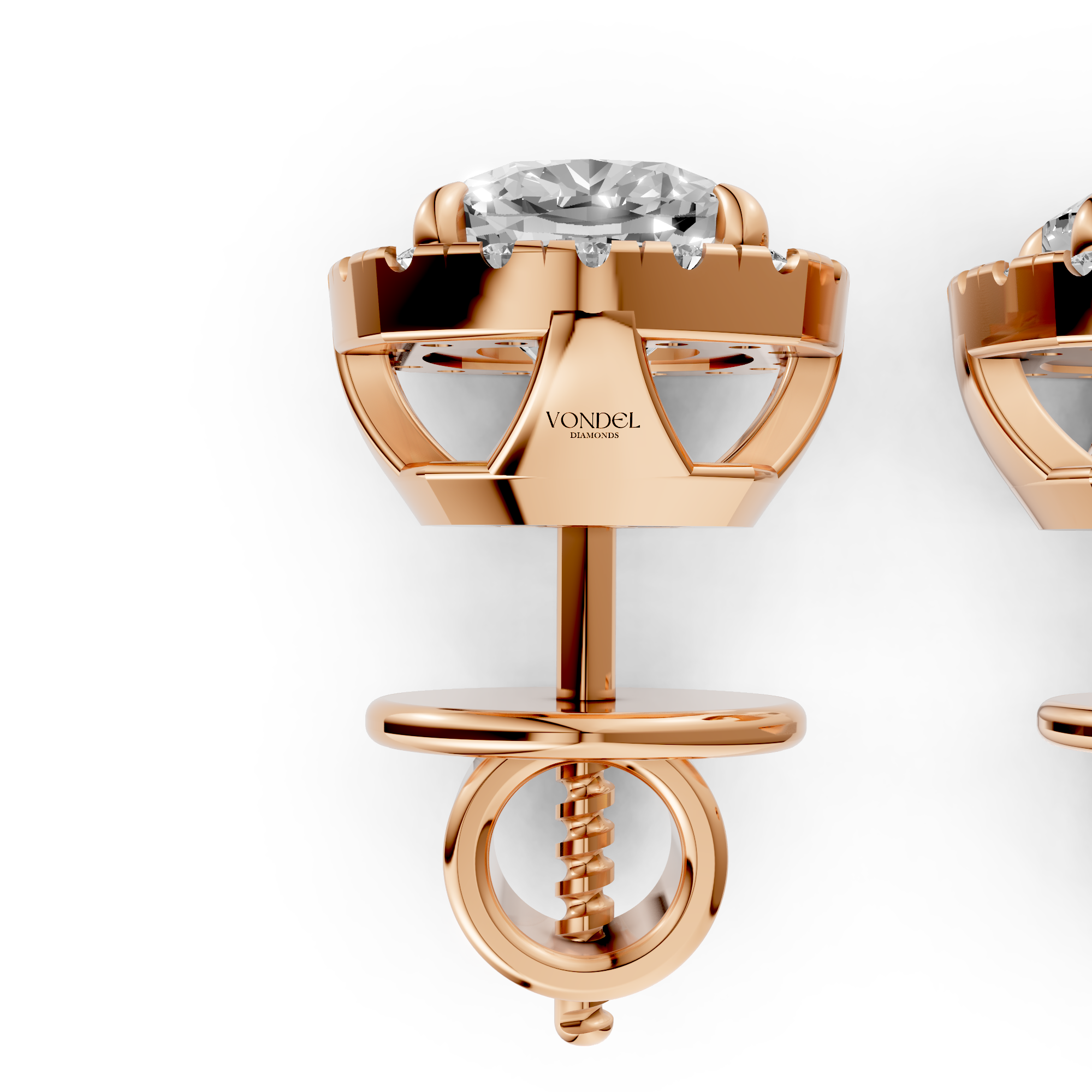 Bibi - In Stock - Cushion Halo Lab Grown Diamond Stud Earrings - 18K Gold