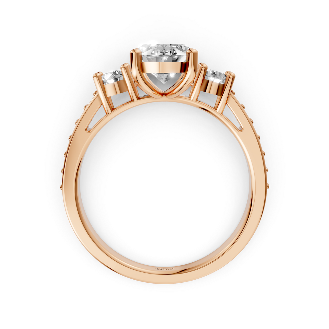 Oval Trilogy Ring met Pave Band - 2,6 ct