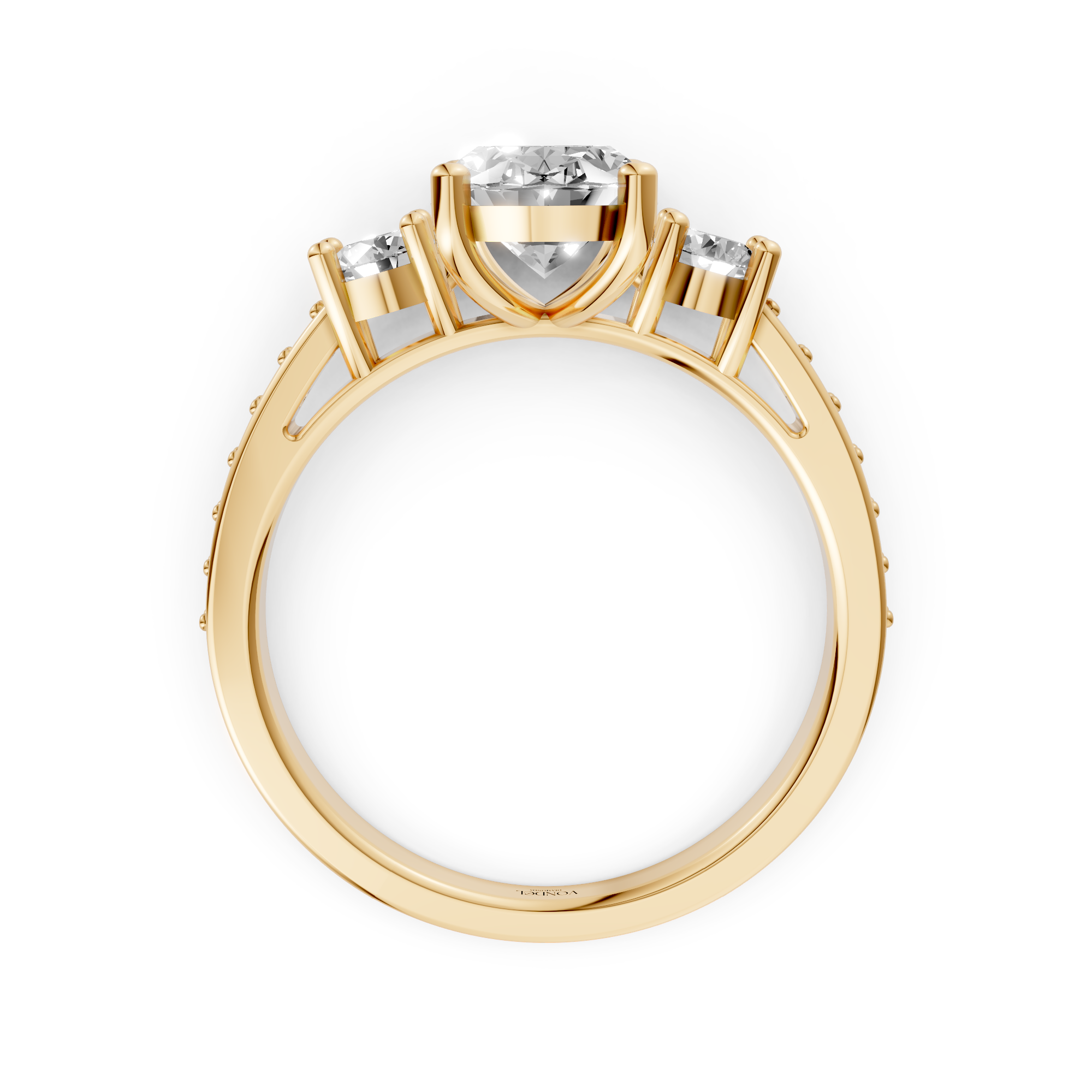 Isadora - In Stock - Oval Trilogy Lab Grown Diamond Ring with Pave Band - 18K Gold - 2,6 ct