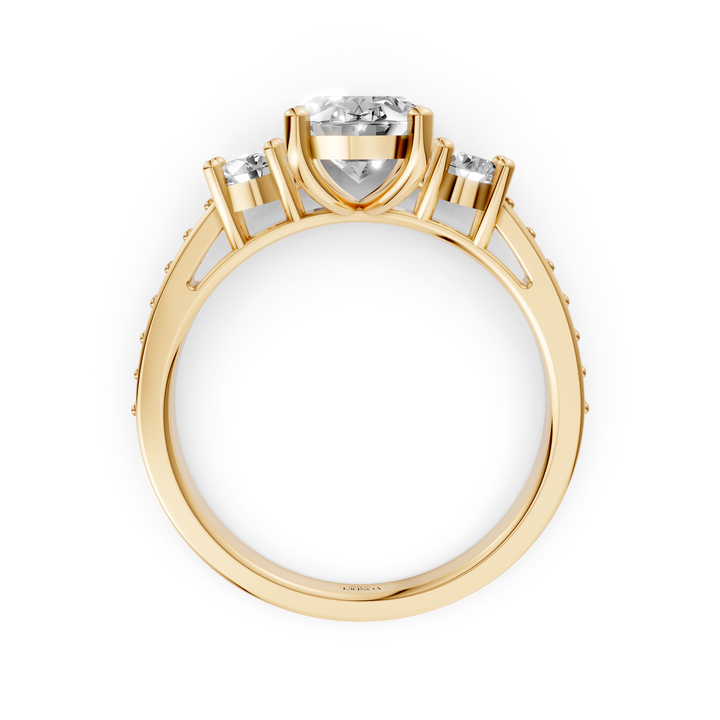 Oval Trilogy Ring met Pave Band - 2,6 ct