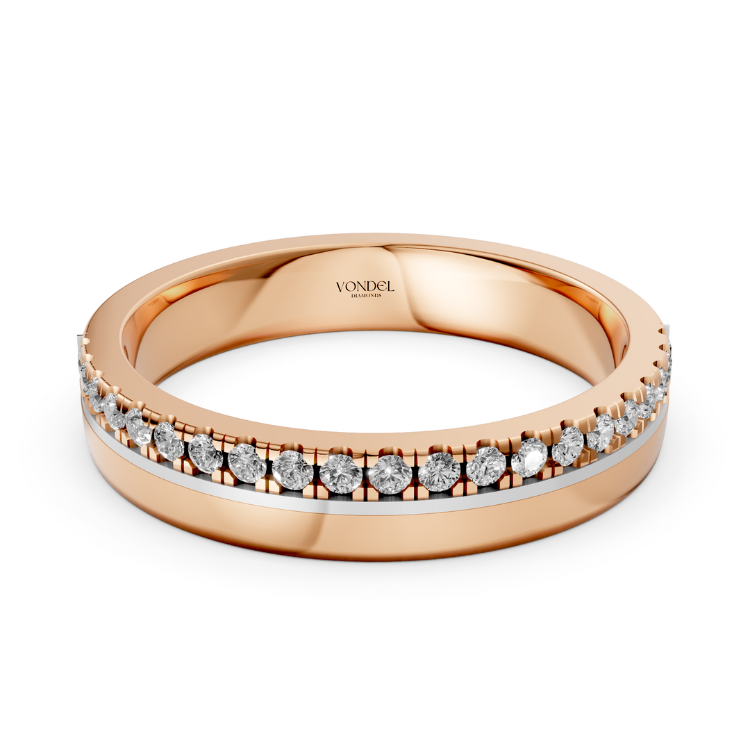 Brede Ring Half Pave Gezet - 18K Geelgoud - 0,20 ct