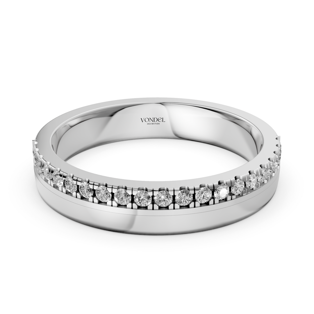 Brede Ring Half Pave Gezet - 18K Geelgoud - 0,20 ct