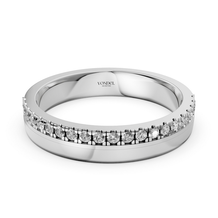 Brede Ring Half Pave Gezet - 18K Geelgoud - 0,20 ct