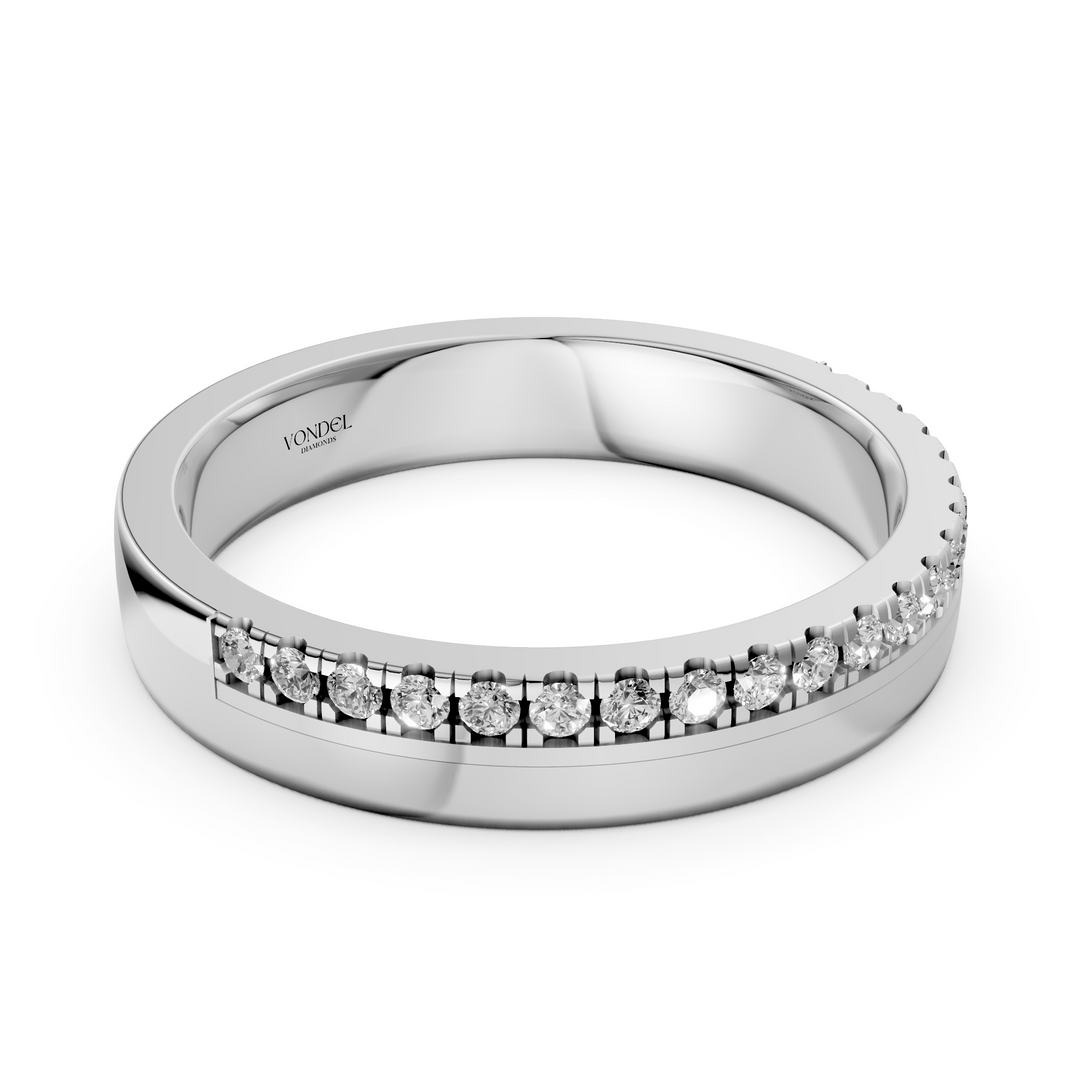 Brede Ring Half Pave Gezet - 18K Geelgoud - 0,20 ct