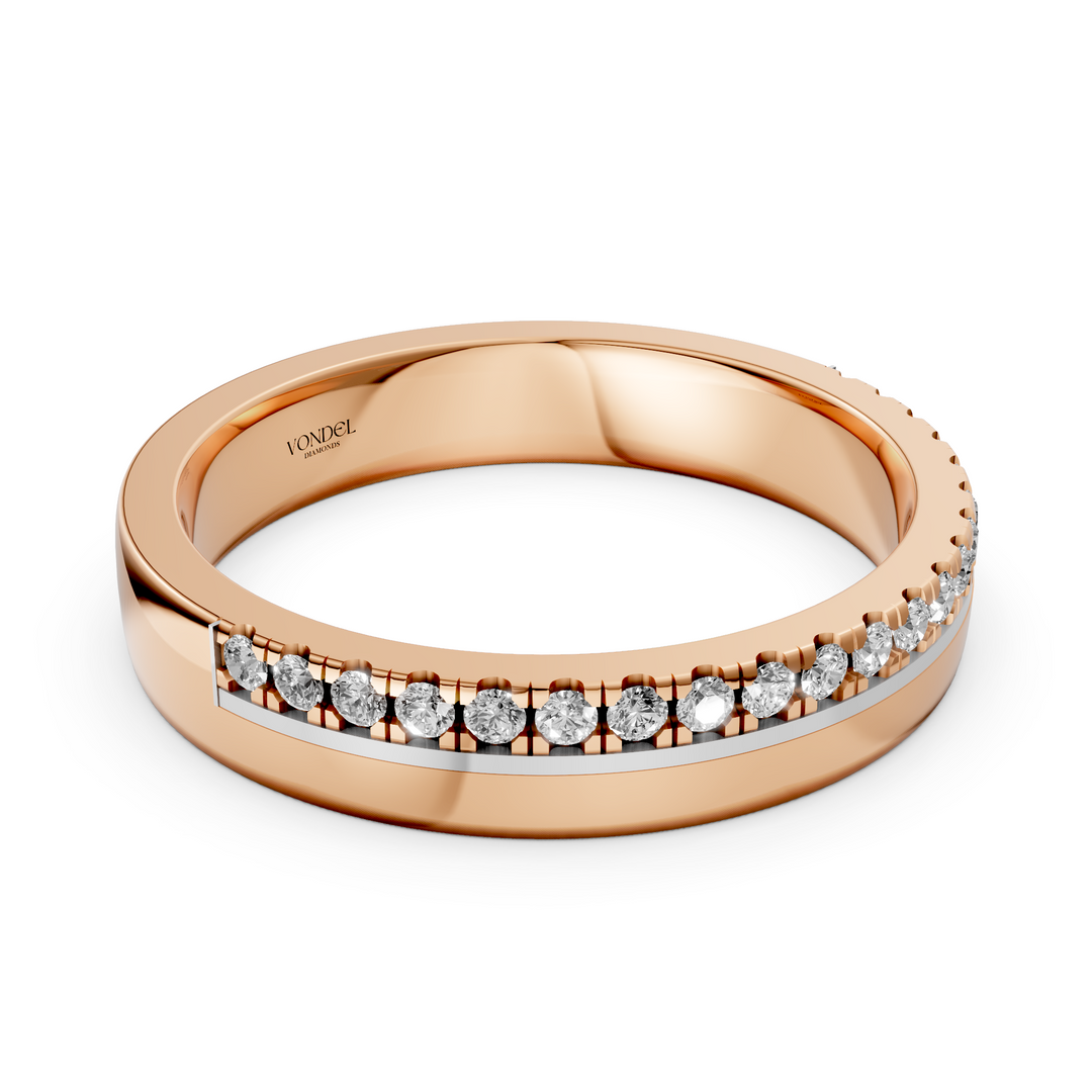 Brede Ring Half Pave Gezet - 18K Geelgoud - 0,20 ct