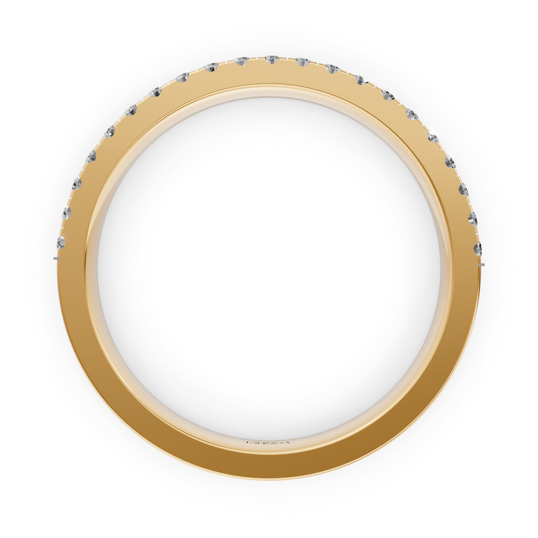 Brede Ring Half Pave Gezet - 18K Geelgoud - 0,20 ct