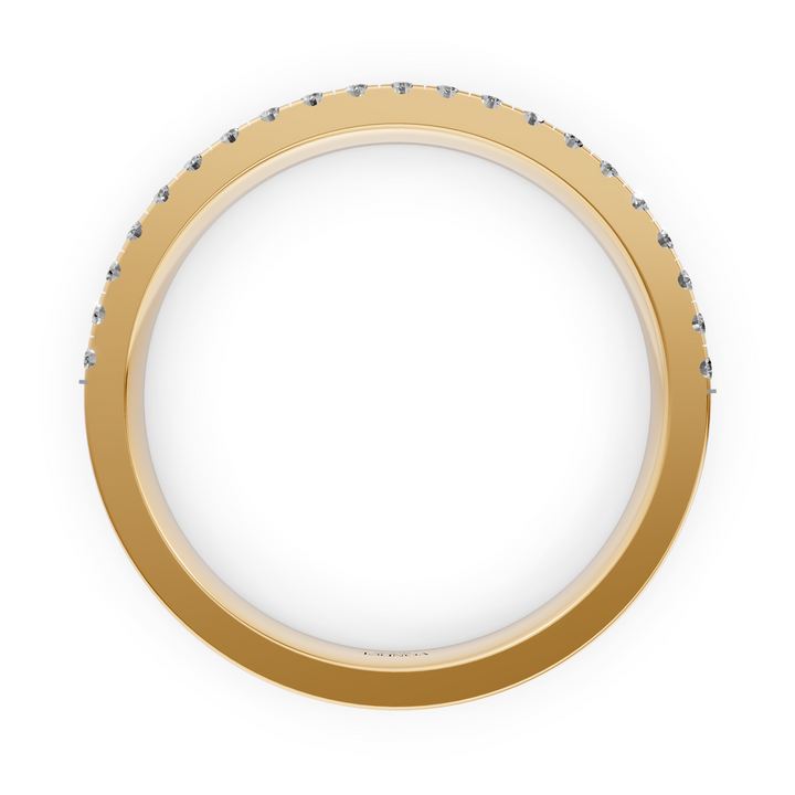 Brede Ring Half Pave Gezet - 18K Geelgoud - 0,20 ct