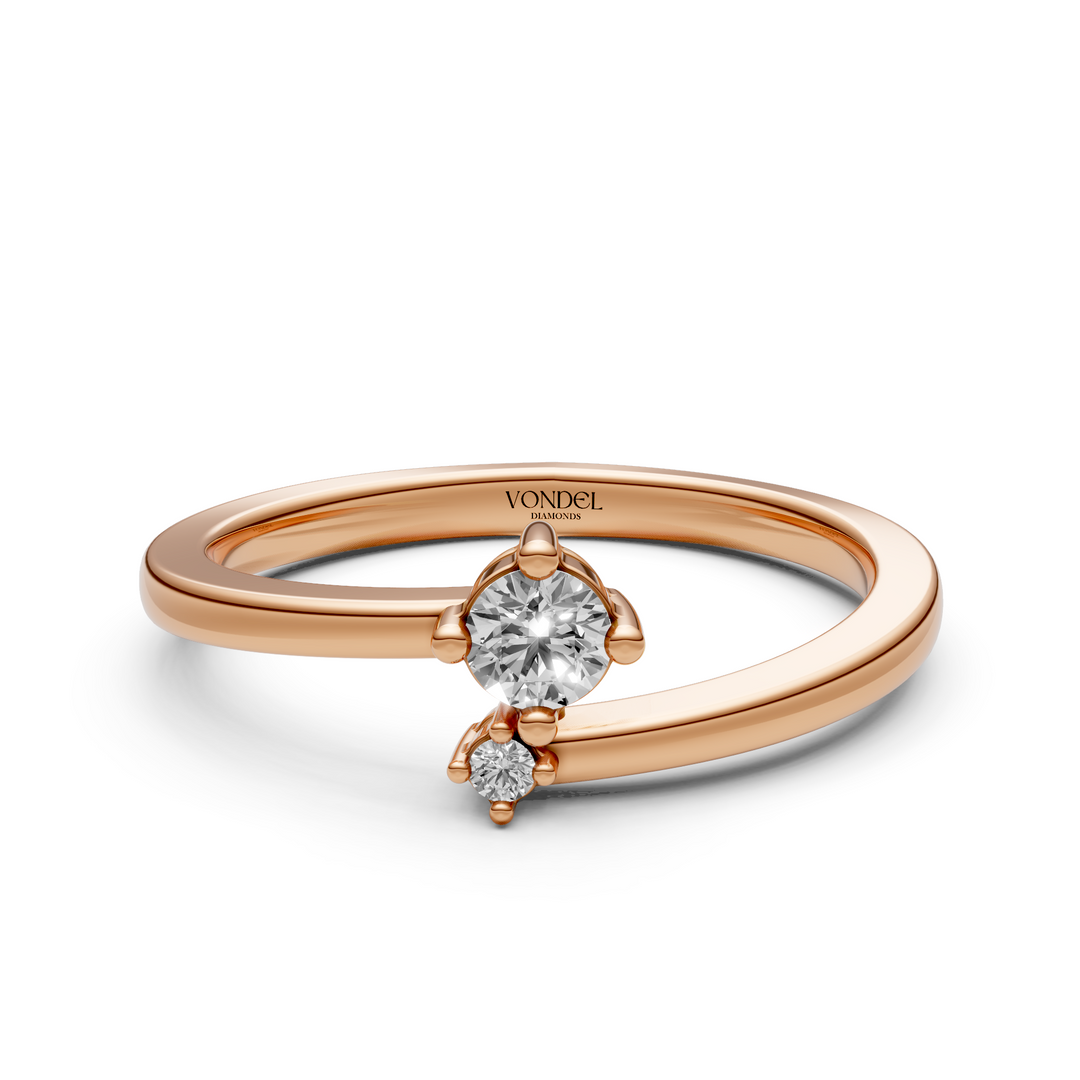 Pinkring Wrap 2 Diamanten - 18K Goud - 0,1 ct