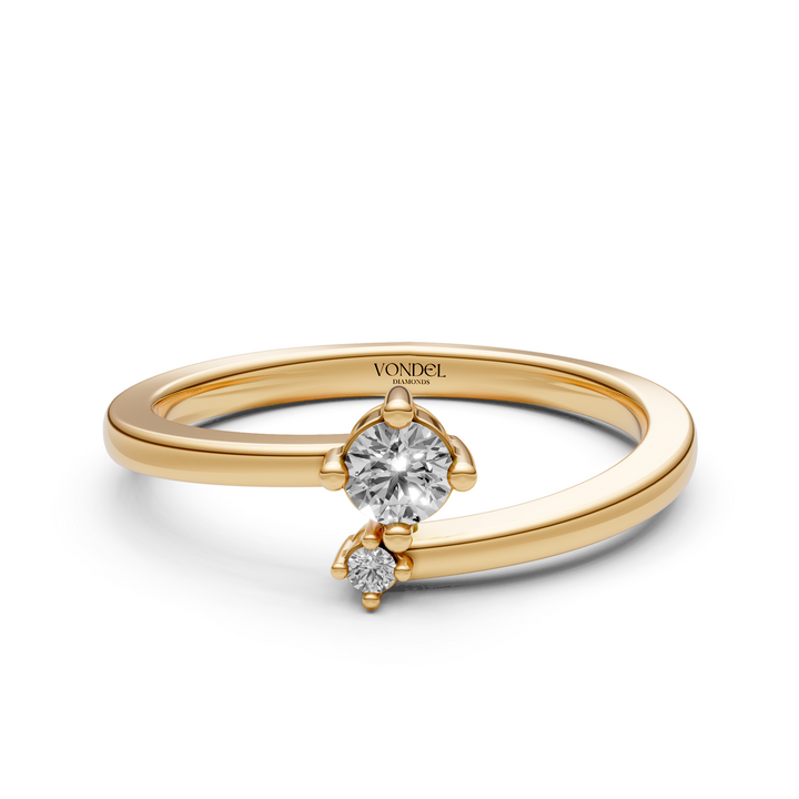 Pinkring Wrap 2 Diamanten - 18K Goud - 0,1 ct