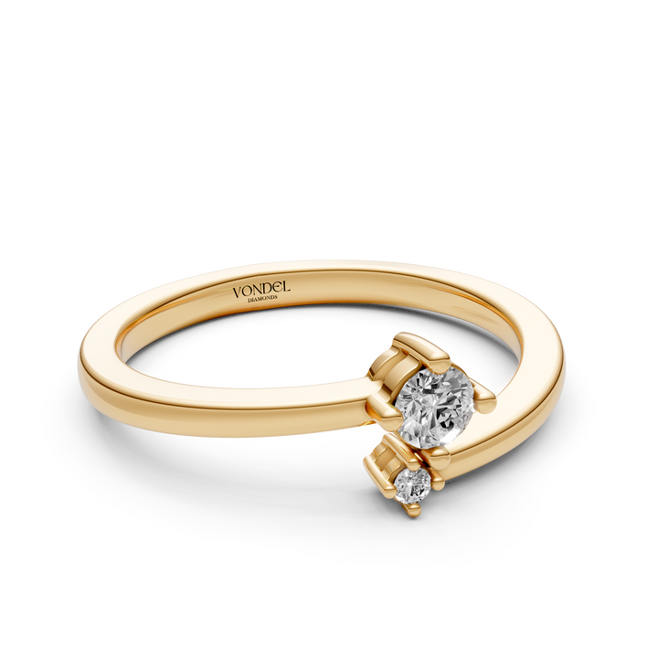 Pinkring Wrap 2 Diamanten - 18K Goud - 0,1 ct