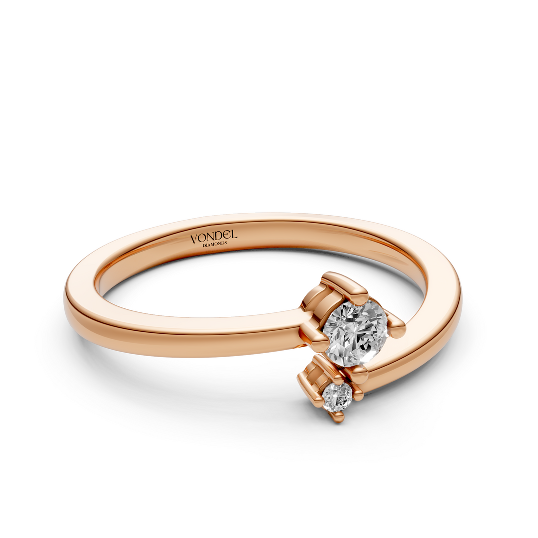 Pinkring Wrap 2 Diamanten - 18K Goud - 0,1 ct