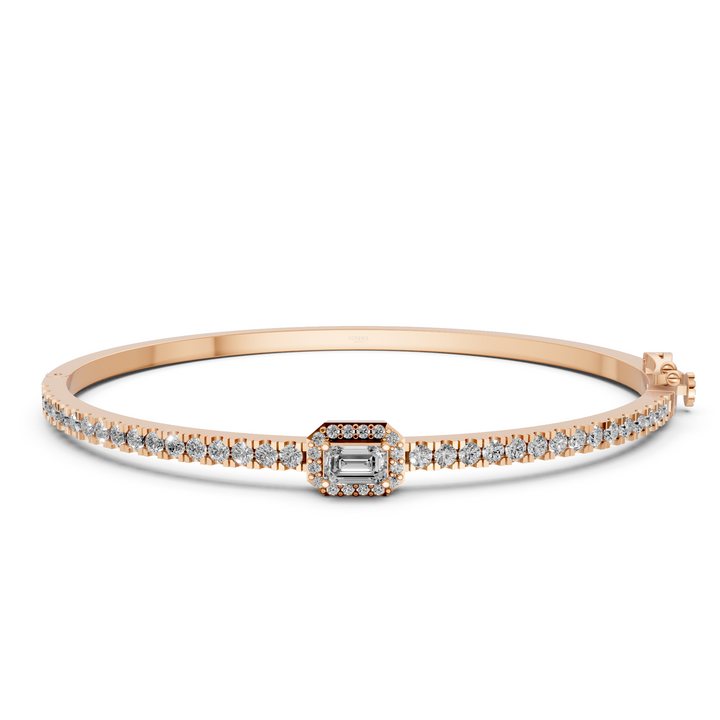 Bangle met Pave en Emerald Halo - 18k Geelgoud - 1,85 ct