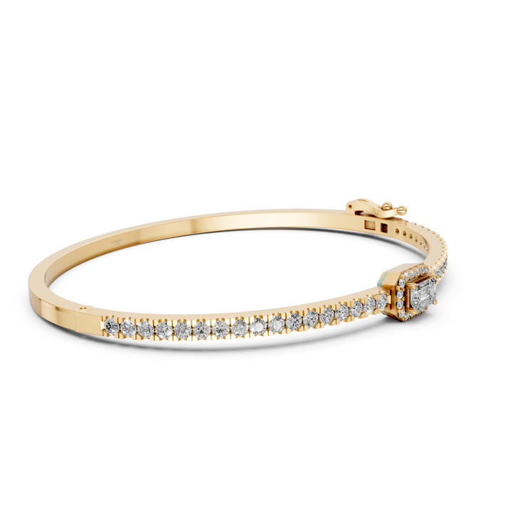 Bangle met Pave en Emerald Halo - 18k Geelgoud - 1,85 ct