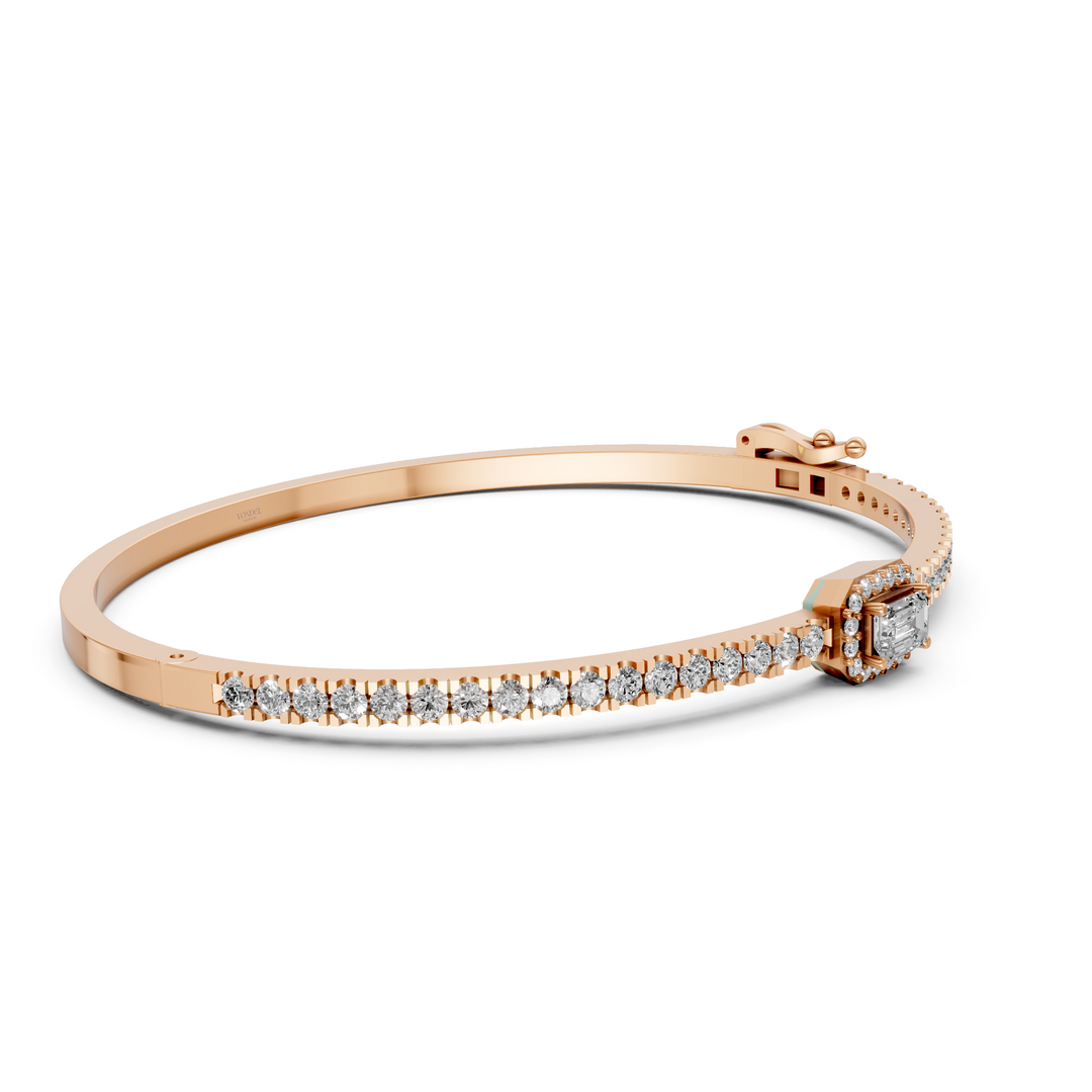 Bangle met Pave en Emerald Halo - 18k Geelgoud - 1,85 ct