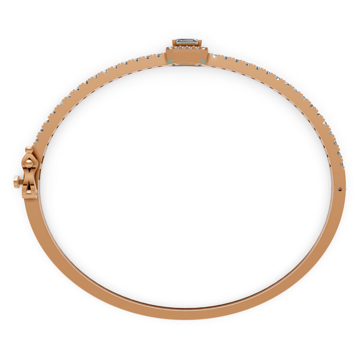 Bangle met Pave en Emerald Halo - 18k Geelgoud - 1,85 ct