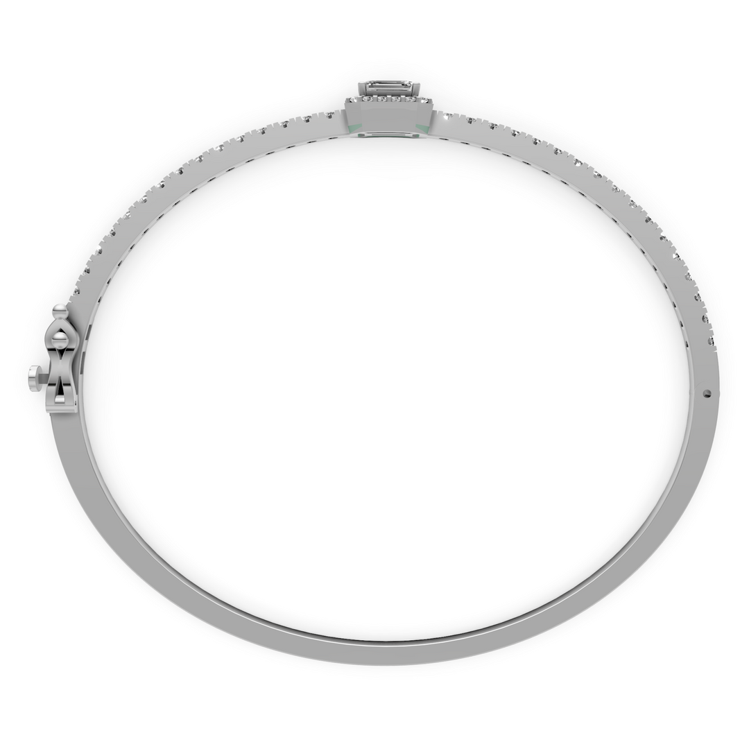 Bangle met Pave en Emerald Halo - 18k Geelgoud - 1,85 ct