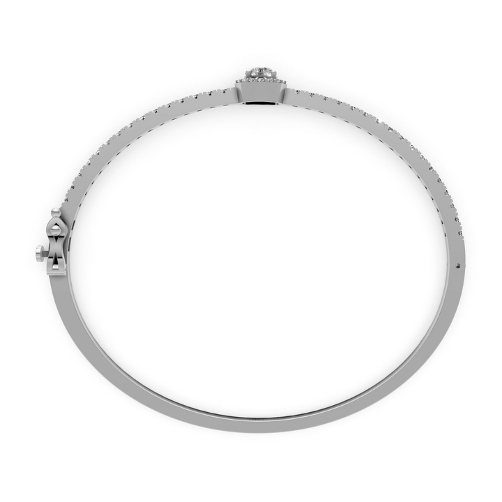 Bangle met Pave en Rond Briljant Halo - 18k Geelgoud - 1,86 ct