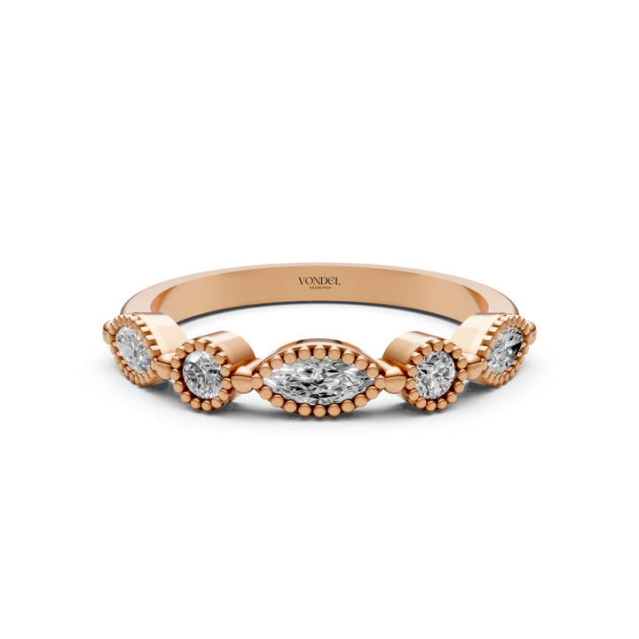 Marquise Rond Briljant Rijring Vintagestijl - 0.46 ct