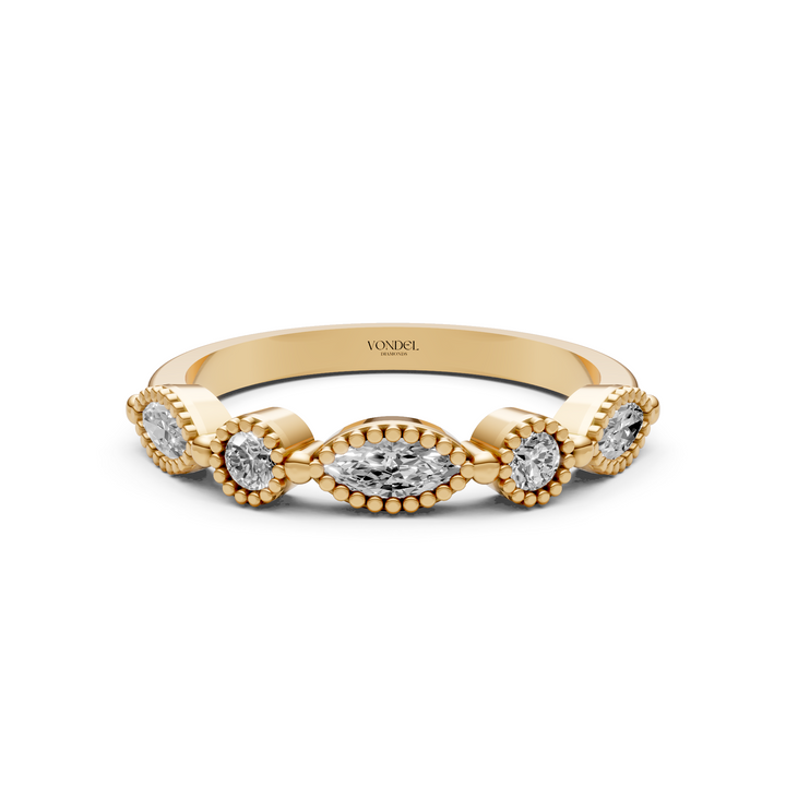 Marquise Rond Briljant Rijring Vintagestijl - 0.46 ct
