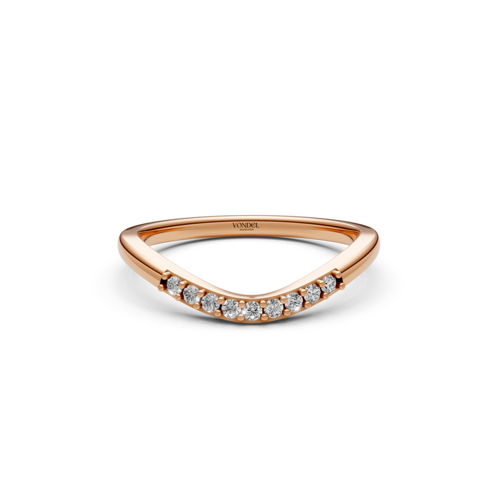Curved Aanschuifring midden Pave Diamantjes - 0,10 ct