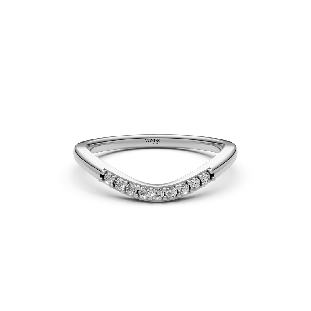 Curved Aanschuifring midden Pave Diamantjes - 0,10 ct