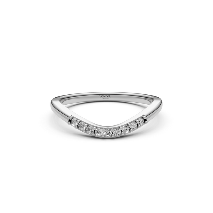 Curved Aanschuifring midden Pave Diamantjes - 0,10 ct