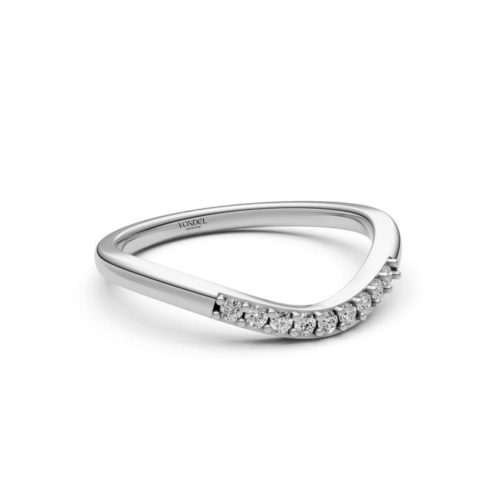 Curved Aanschuifring midden Pave Diamantjes - 0,10 ct
